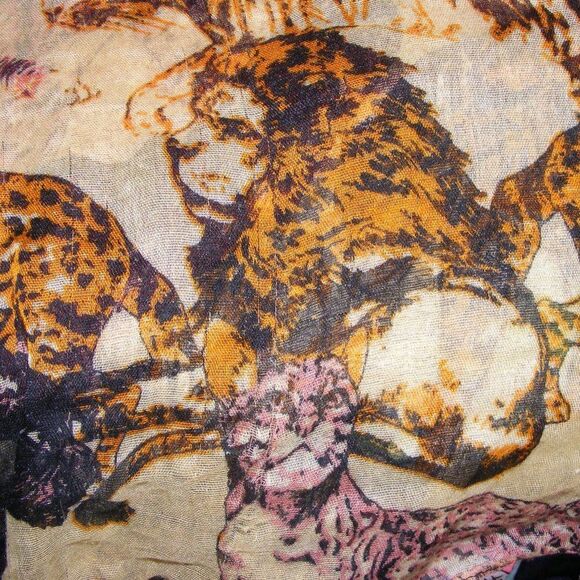 BIG CATS Infinity Scarf, OS, Beige/Orange/Brown, Lions, Tigers, Twisted threads - Picture 2 of 5